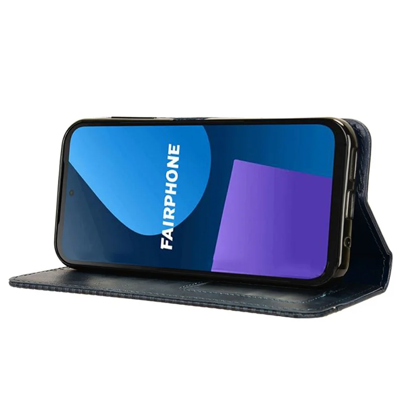 Capa para Fairphone 5 com suporte de telefone Capa de couro sintético retrô com carteira e carcaça magnética - Azul