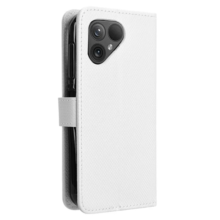 Für Fairphone 5 Hülle Diamond Texture Stand Phone Wallet PU Leder Cover - Weiß