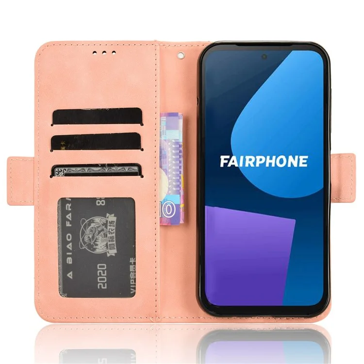 Für Fairphone 5 Hülle Anti-Kratzer Folio Klapphülle PU-Leder Handyhülle - Pink