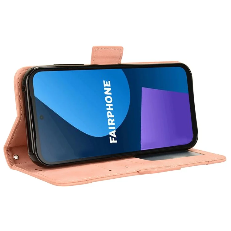 Für Fairphone 5 Hülle Anti-Kratzer Folio Klapphülle PU-Leder Handyhülle - Pink