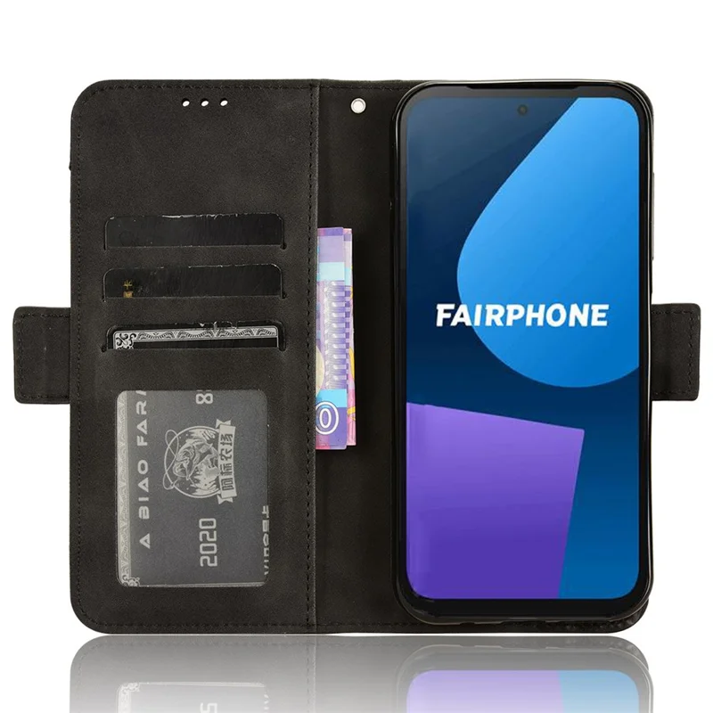 Для Fairphone 5 Чехол Анти-царапины Folio Flip PU Кожаный Чехол-Кошелек - Черный