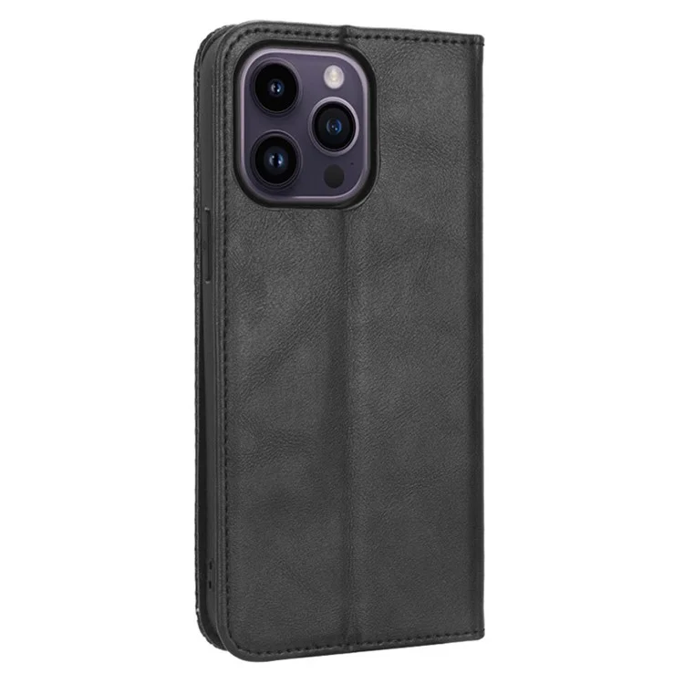 Para iPhone 15 Pro Max Case Magnetic Auto-absorbed Leather Wallet Stand Phone Cover - Black