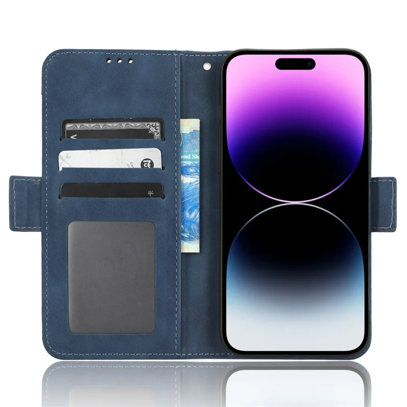 For iPhone 15 Pro Cover Multiple Card Slots Leather Wallet Stand Phone Case - Blue