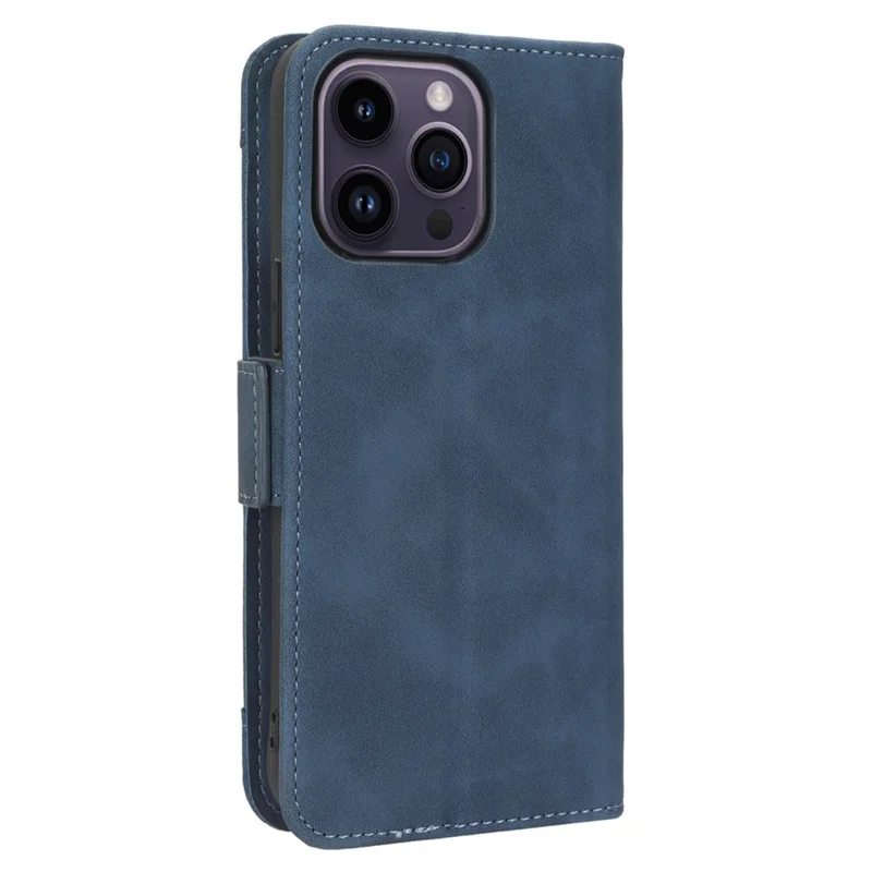 For iPhone 15 Pro Cover Multiple Card Slots Leather Wallet Stand Phone Case - Blue