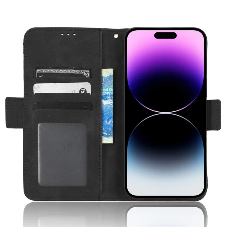 Für iPhone 15 Pro Max Case PU-Leder Geldbörse Stoßfest Standtelefon-Cover - Schwarz