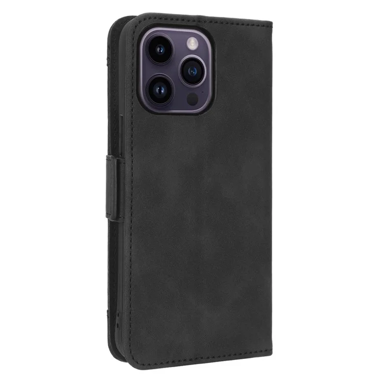 Für iPhone 15 Pro Max Case PU-Leder Geldbörse Stoßfest Standtelefon-Cover - Schwarz