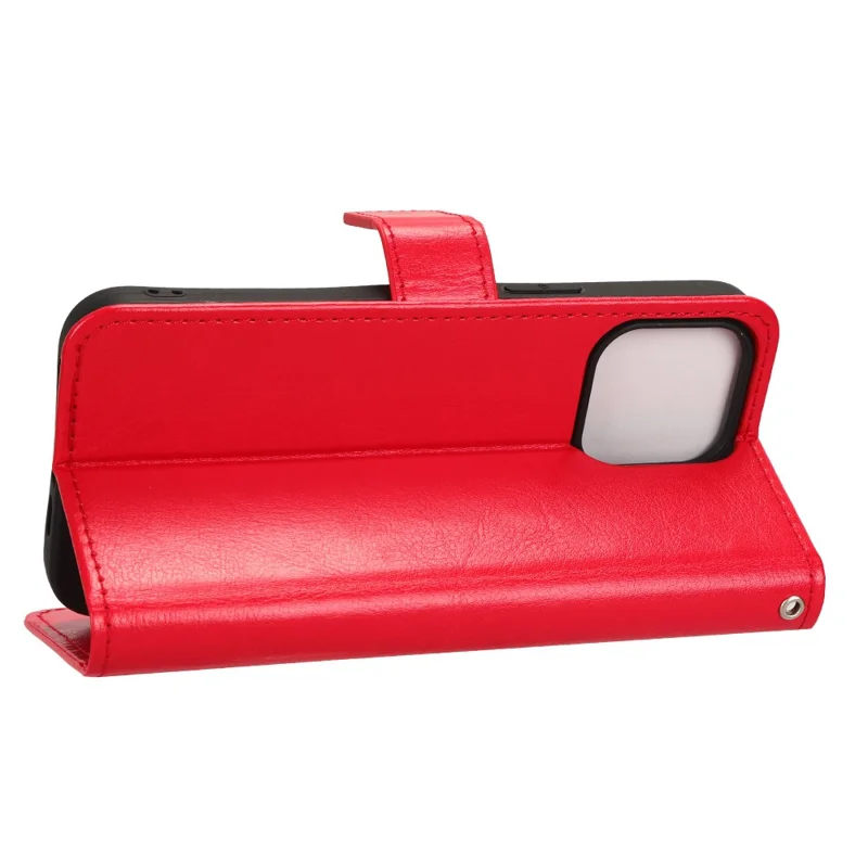Pour iPhone 15 Pro Étui Crazy Horse Texture Cuir PU Portefeuille Étui de Protection pour Téléphone - Rouge