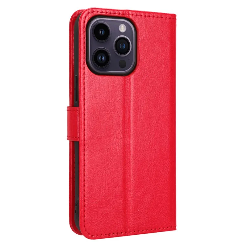 Pour iPhone 15 Pro Étui Crazy Horse Texture Cuir PU Portefeuille Étui de Protection pour Téléphone - Rouge
