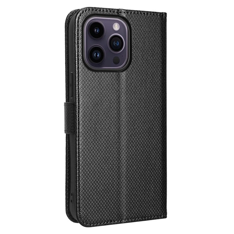 Pour iPhone 15 Pro Stand Leather Phone Case Protective Phone Cover - Noir