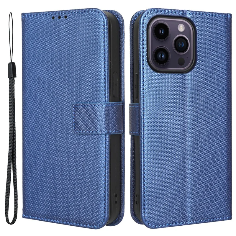 Para iPhone 15 Pro Stand Leather Phone Case Protective Phone Cover - Azul