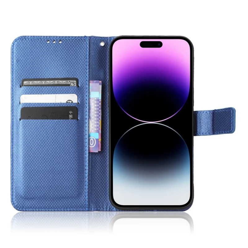 Para iPhone 15 Pro Stand Leather Phone Case Protective Phone Cover - Azul