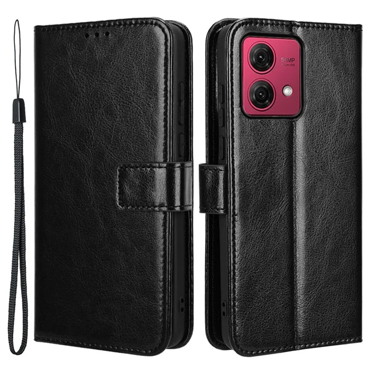 Für Motorola Moto G84 5G Case Anti-drop PU-Leder-Brieftasche Flip-Ständer Handyhülle - Schwarz
