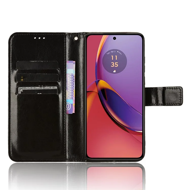 Für Motorola Moto G84 5G Case Anti-drop PU-Leder-Brieftasche Flip-Ständer Handyhülle - Schwarz