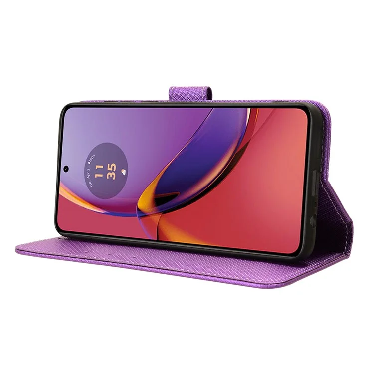 Para Motorola Moto G84 5G Capa Slim-Fit Leather Shell Stand Wallet Magnetic Phone Cover - Roxo