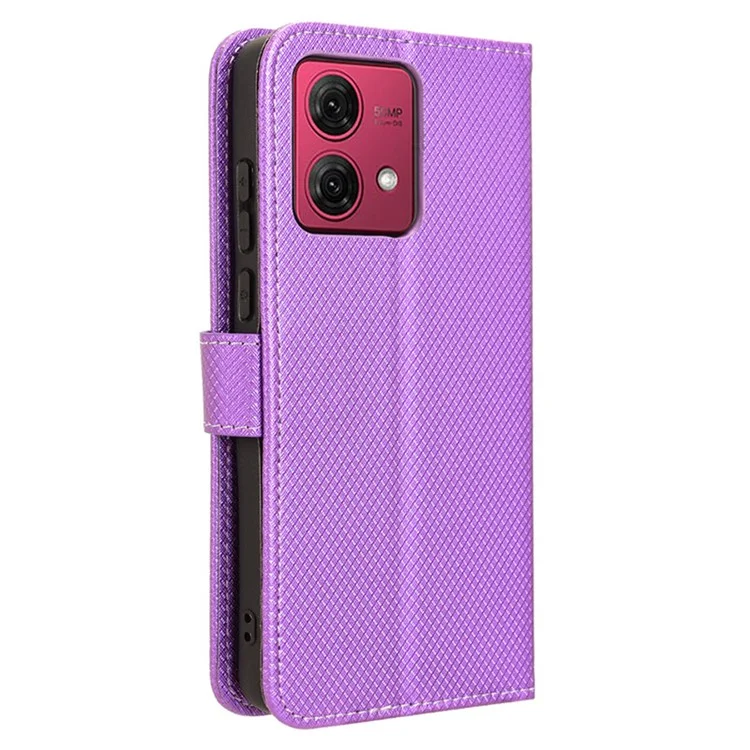 Para Motorola Moto G84 5G Capa Slim-Fit Leather Shell Stand Wallet Magnetic Phone Cover - Roxo