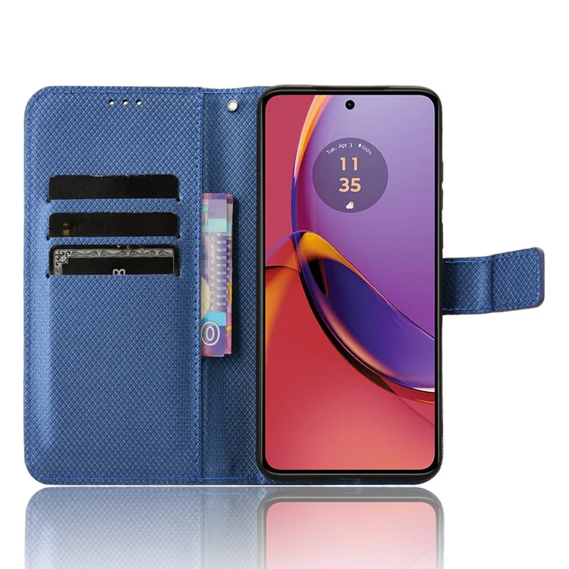 Pour Motorola Moto G84 5G Étui Slim-Fit en cuir Shell Stand Wallet Magnetic Phone Cover - Bleu