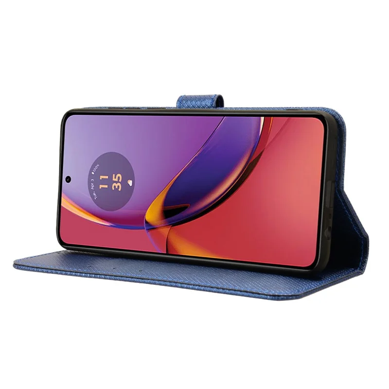 Pour Motorola Moto G84 5G Étui Slim-Fit en cuir Shell Stand Wallet Magnetic Phone Cover - Bleu