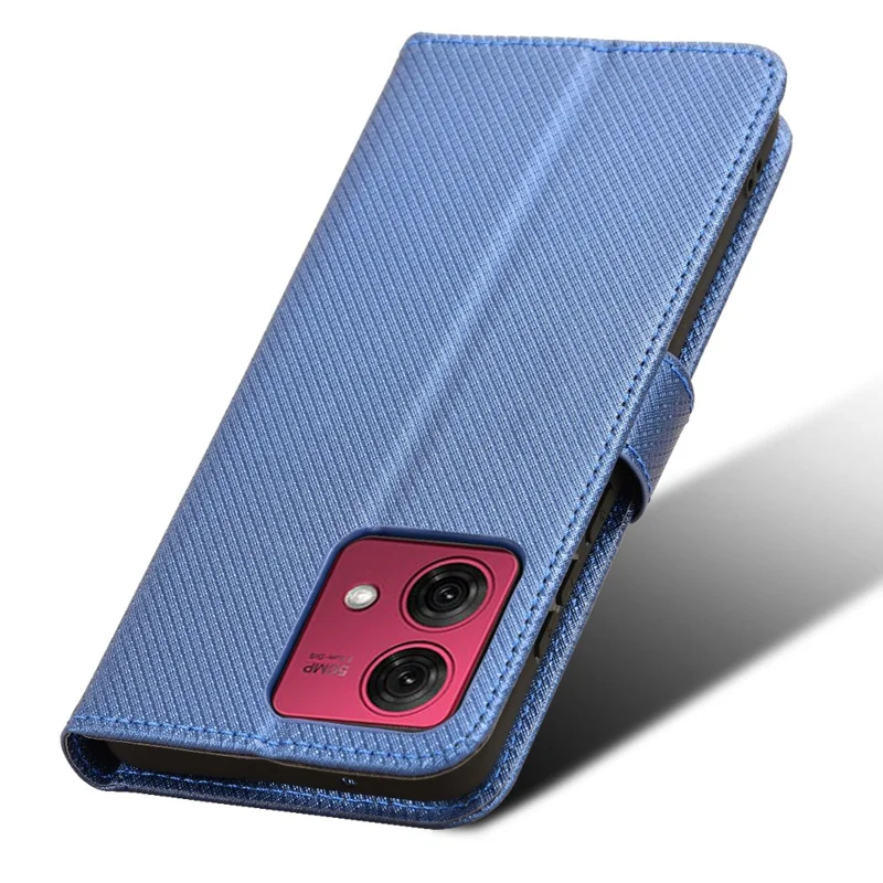 Pour Motorola Moto G84 5G Étui Slim-Fit en cuir Shell Stand Wallet Magnetic Phone Cover - Bleu