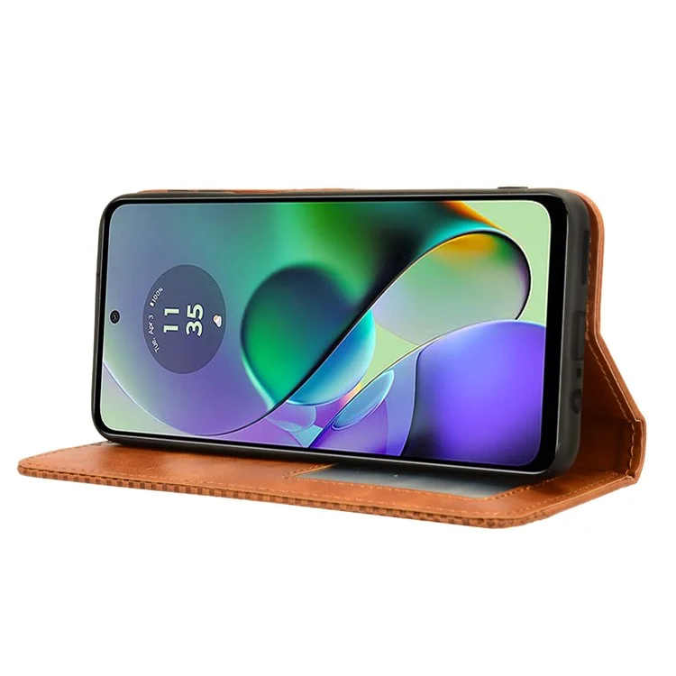 Für Motorola Moto G54 5G / G54 Power 5G / G64 5G / G64y 5G Retro PU-Leder-Wallet-Flip-Ständer-Handyhülle - Braun