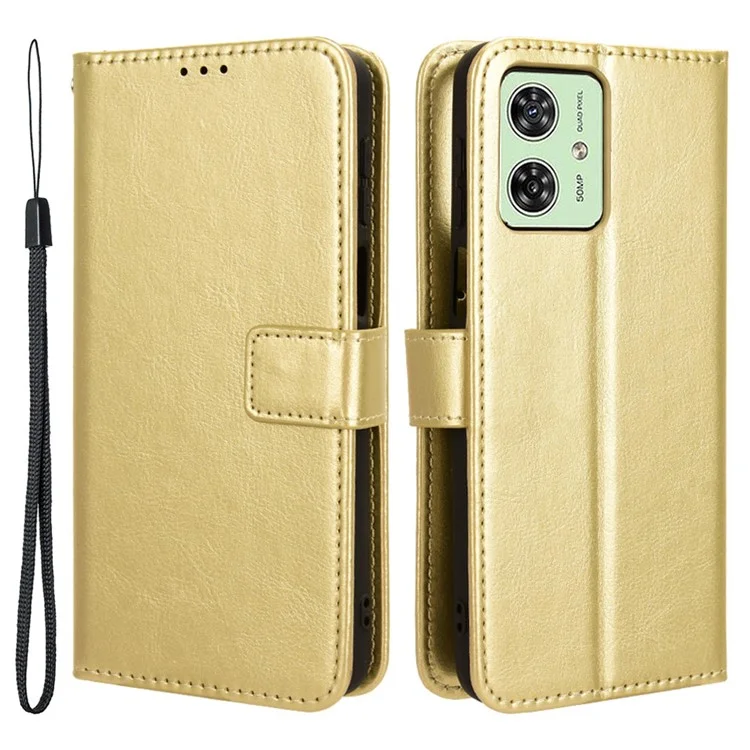 Für Motorola Moto G54 5G / G54 Power 5G / G64 5G / G64y 5G Hülle Stoßfeste Leder-Geldbörsen-Ständer-Handyhülle - Gold