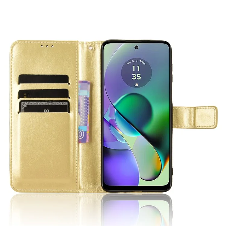 Für Motorola Moto G54 5G / G54 Power 5G / G64 5G / G64y 5G Hülle Stoßfeste Leder-Geldbörsen-Ständer-Handyhülle - Gold
