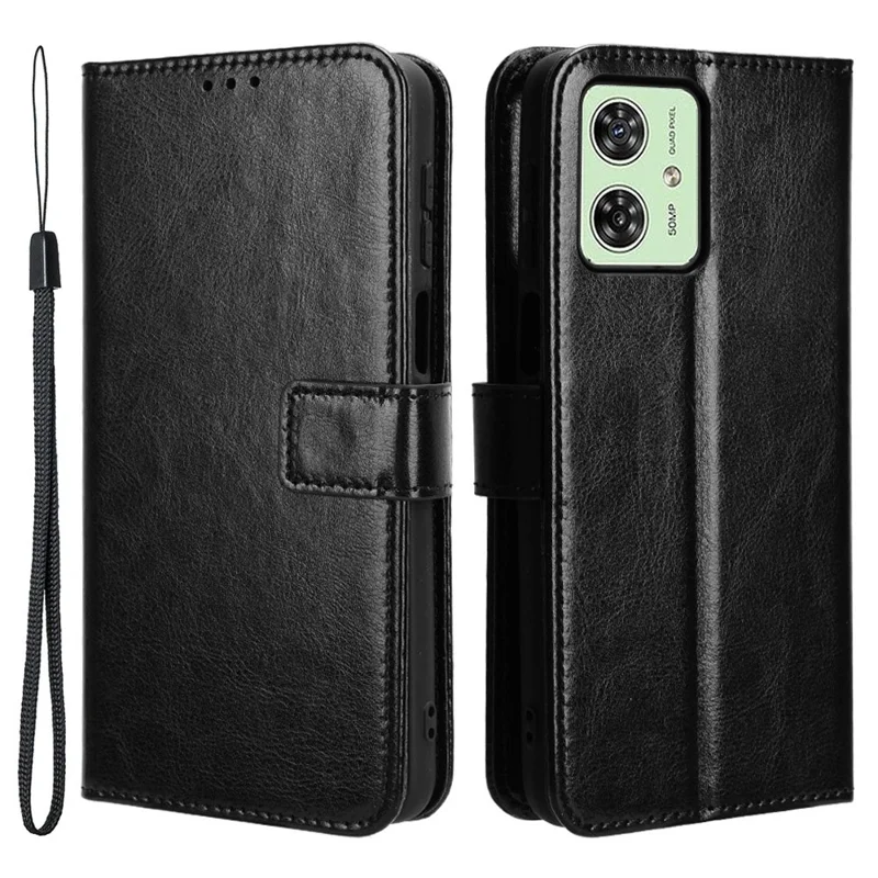 For Motorola Moto G54 5G / G54 Power 5G / G64 5G / G64y 5G Case Shockproof Leather Wallet Stand Phone Cover - Black