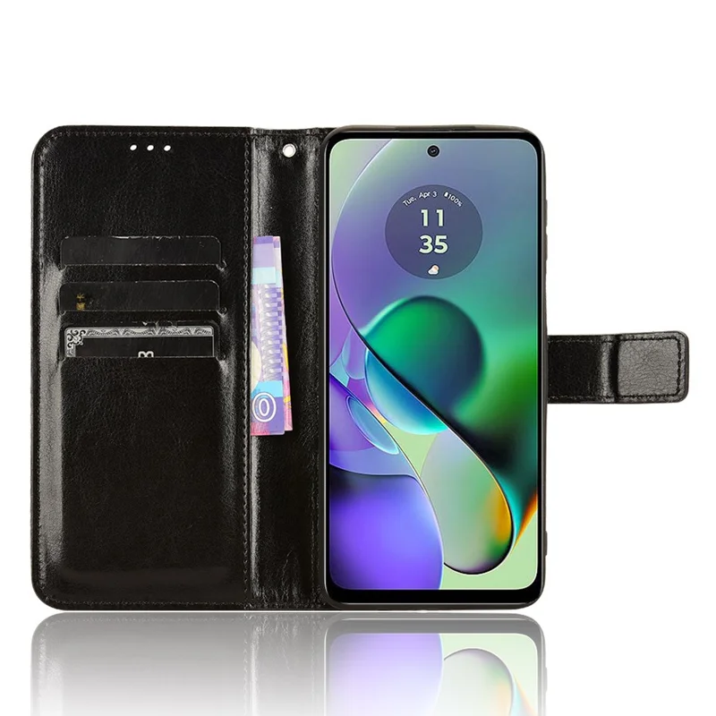 For Motorola Moto G54 5G / G54 Power 5G / G64 5G / G64y 5G Case Shockproof Leather Wallet Stand Phone Cover - Black