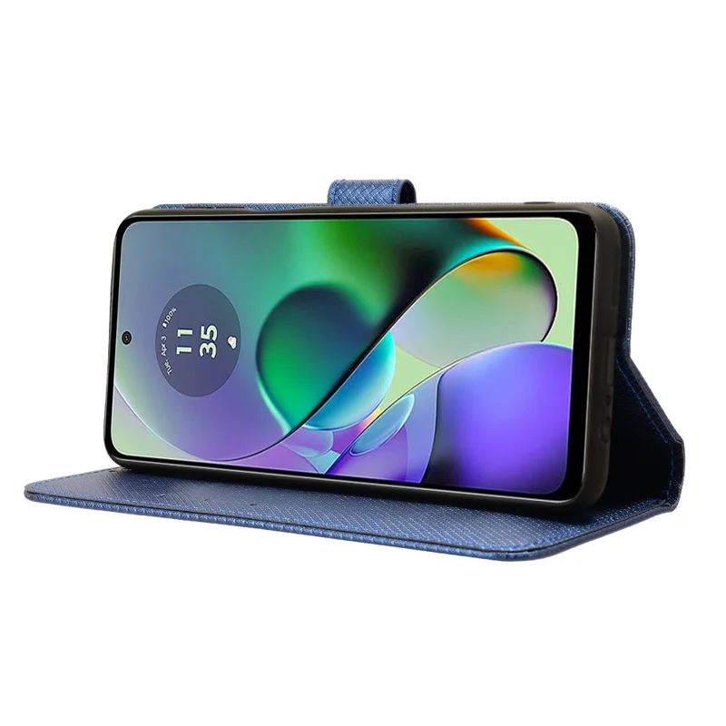 Funda para Motorola Moto G54 5G / G54 Power 5G / G64 5G / G64y 5G con soporte, carcasa de cuero con textura de diamante, funda tipo cartera - Azul