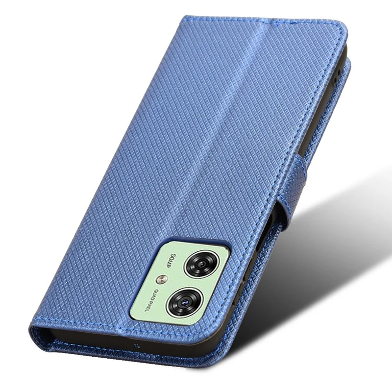 Funda para Motorola Moto G54 5G / G54 Power 5G / G64 5G / G64y 5G con soporte, carcasa de cuero con textura de diamante, funda tipo cartera - Azul