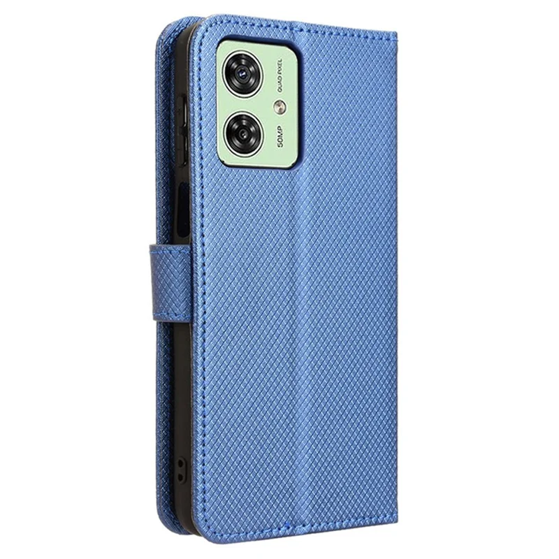 Funda para Motorola Moto G54 5G / G54 Power 5G / G64 5G / G64y 5G con soporte, carcasa de cuero con textura de diamante, funda tipo cartera - Azul