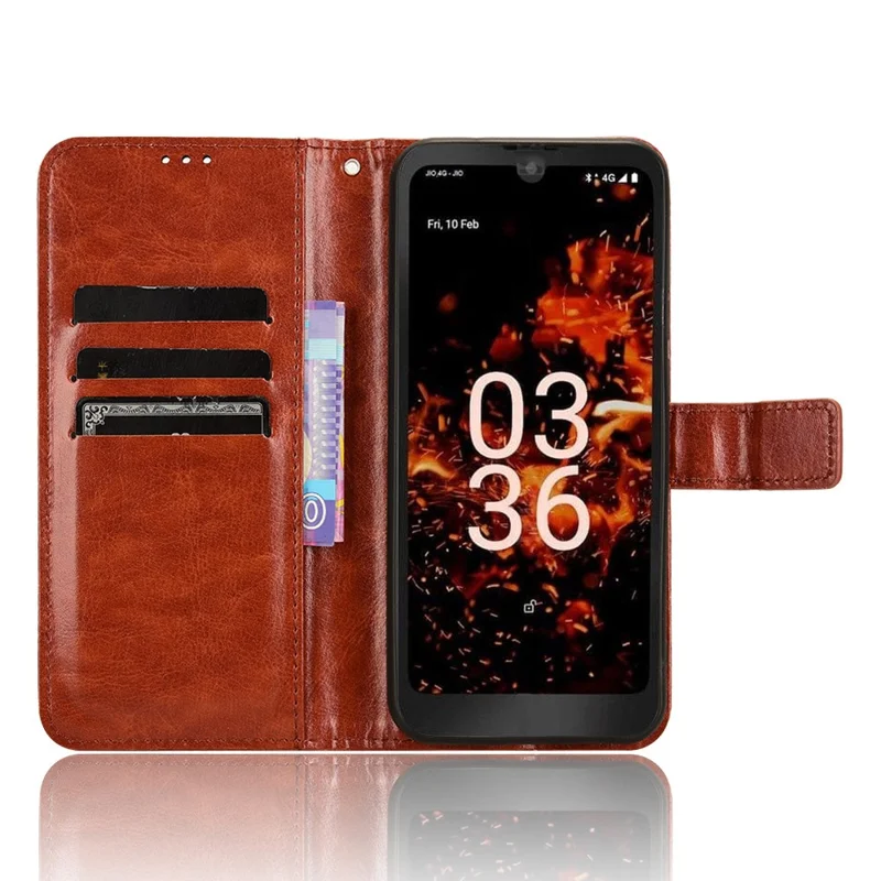 For Orbic Fun+ 4G Case Shockproof Crazy Horse Texture Leather Cover - Brown