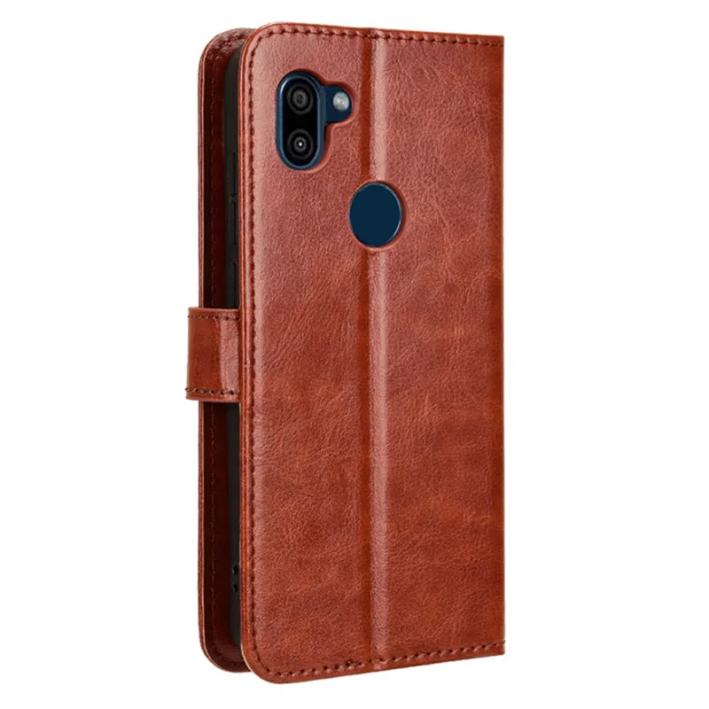 For Orbic Fun+ 4G Case Shockproof Crazy Horse Texture Leather Cover - Brown