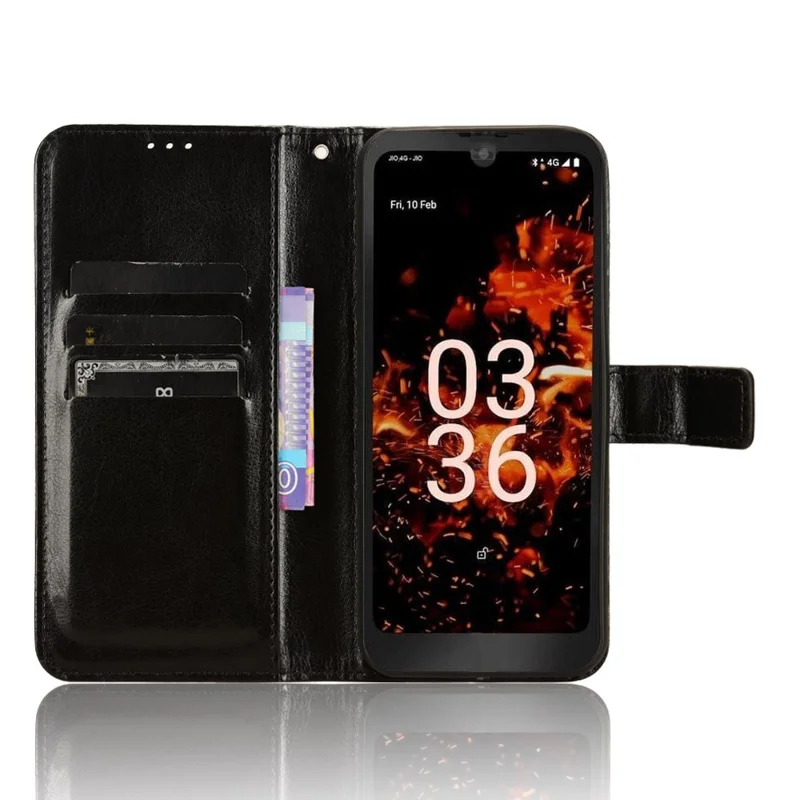 For Orbic Fun+ 4G Case Shockproof Crazy Horse Texture Leather Cover - Black