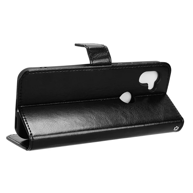 For Orbic Fun+ 4G Case Shockproof Crazy Horse Texture Leather Cover - Black