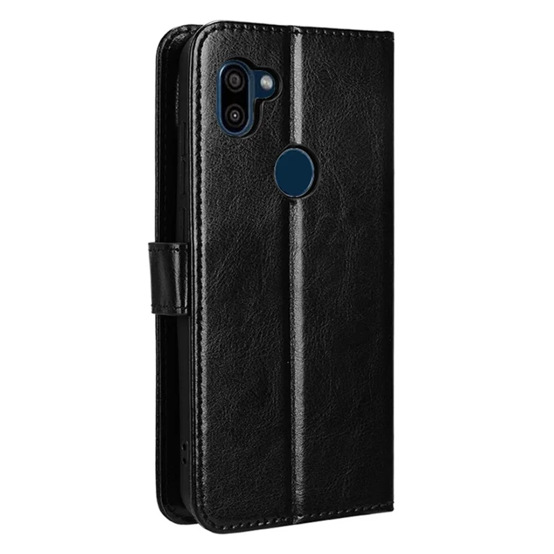 For Orbic Fun+ 4G Case Shockproof Crazy Horse Texture Leather Cover - Black