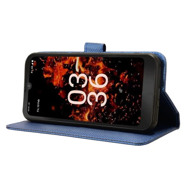 For Orbic Fun+ 4G Case Diamond Texture Anti-scratch PU Leather Stand Wallet Phone Cover - Blue