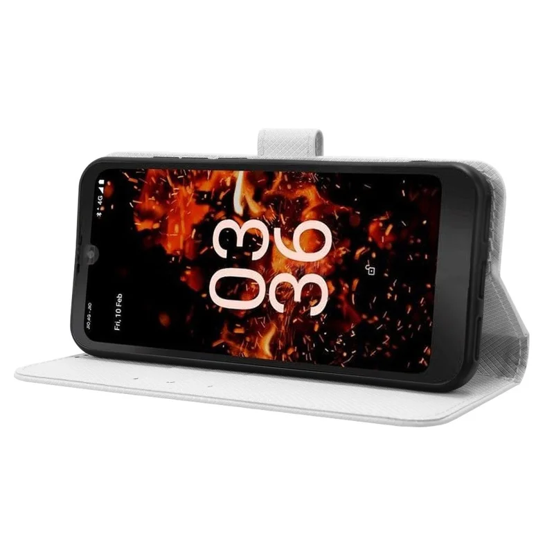 For Orbic Fun+ 4G Case Diamond Texture Anti-scratch PU Leather Stand Wallet Phone Cover - White