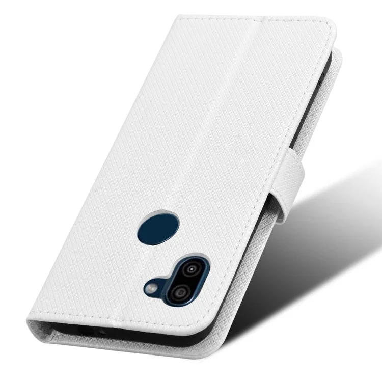 For Orbic Fun+ 4G Case Diamond Texture Anti-scratch PU Leather Stand Wallet Phone Cover - White