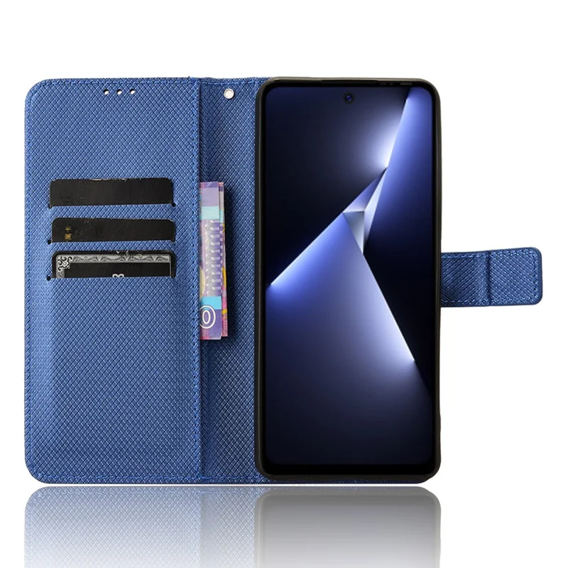 Para TECNO Pova 5 Pro 4G / LH8n Funda Textura de Diamante Funda de Teléfono de Cuero PU con Soporte - Azul