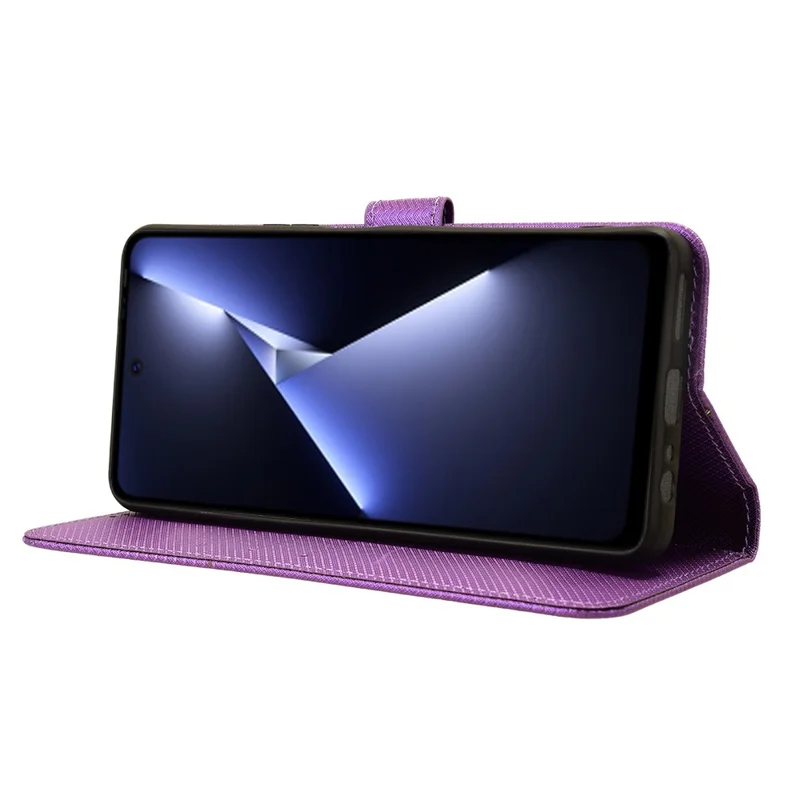 For TECNO Pova 5 Pro 4G / LH8n Case Diamond Texture Phone Cover PU Leather Phone Stand Shell - Purple