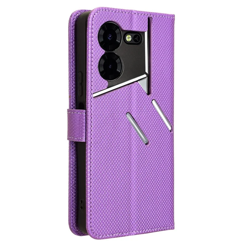 For TECNO Pova 5 Pro 4G / LH8n Case Diamond Texture Phone Cover PU Leather Phone Stand Shell - Purple