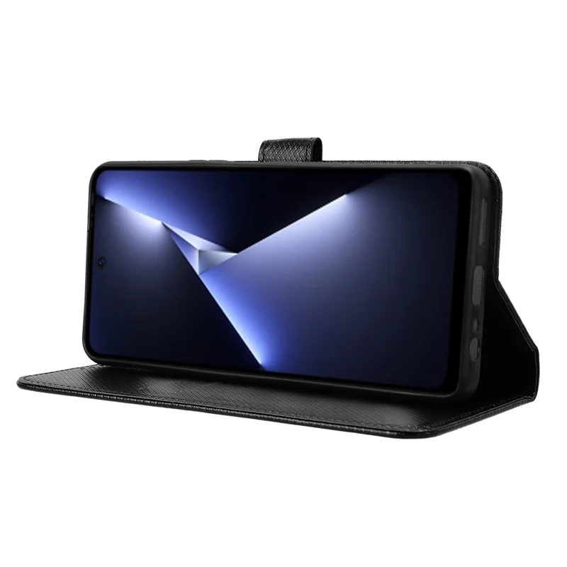 For TECNO Pova 5 Pro 4G / LH8n Case Diamond Texture Phone Cover PU Leather Phone Stand Shell - Black