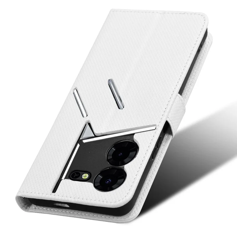 For TECNO Pova 5 Pro 4G / LH8n Case Diamond Texture Phone Cover PU Leather Phone Stand Shell - White