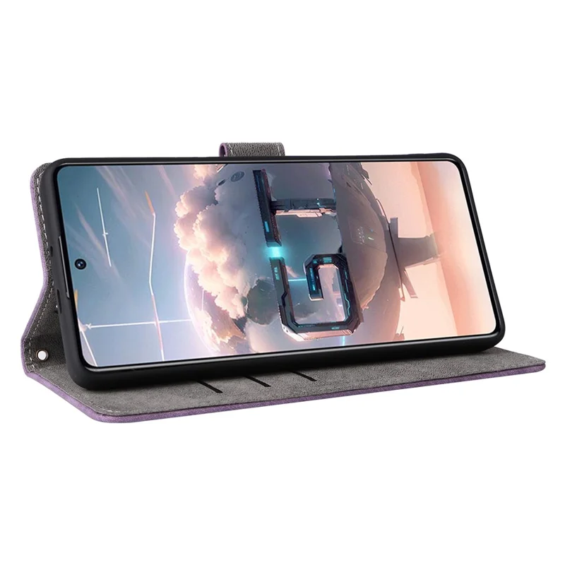For Infinix GT 10 Pro 5G / X6739 Case RFID Blocking Leather Stand Phone Cover with Strap - Purple