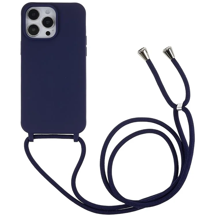 Противоударный чехол для iPhone 15 Pro Slim Case TPU Чехол для телефона с длинным ремешком - темно-синий