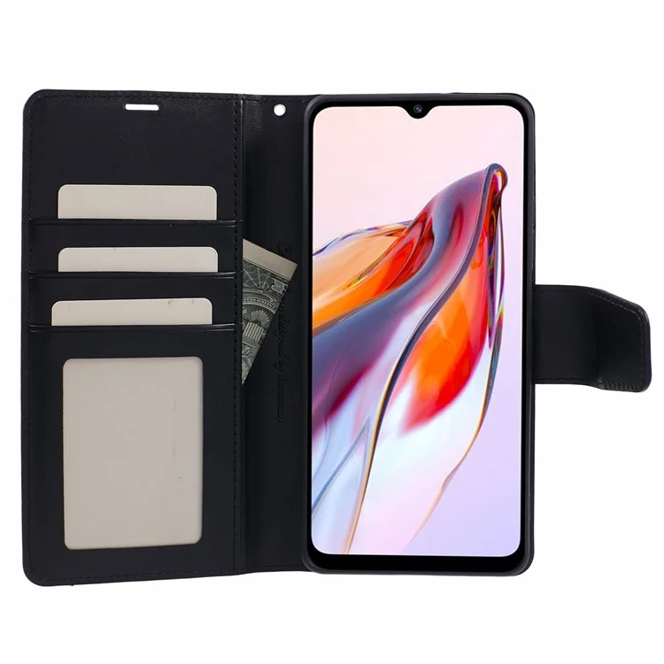 HANMAN Mill Series для Xiaomi Redmi 12C 4G / 11A 4G / Poco C55 4G Чехол-книжка из ПУ-кожи с кошельком - Черный
