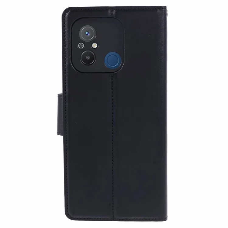 HANMAN Mill Series для Xiaomi Redmi 12C 4G / 11A 4G / Poco C55 4G Чехол-книжка из ПУ-кожи с кошельком - Черный