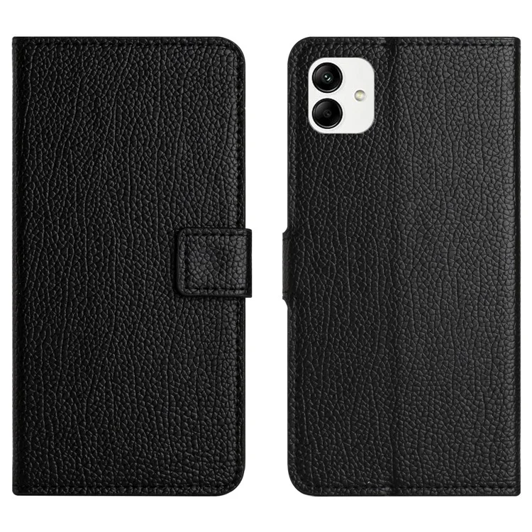 Per Motorola Moto G54 5G Case Litchi Texture Wallet PU Leather Stand Phone Cover - Nero