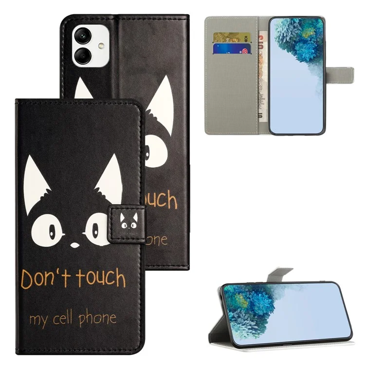 Wallet Phone Case for Motorola Moto G54 5G Case Pattern Printing PU Leather Flip Phone Cover - Don't Touch My Cell Phone
