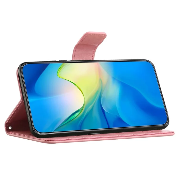 Para Samsung Galaxy A05s 4G Case Butterfly Flower Imprinted Anti-drop Leather Phone Cover - Pink